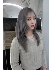  美髪◎グレーアッシュ/エアリーロング/髪質改善/ハイトーン
