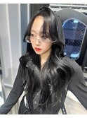 韓国ヘア レイヤーカット ダークグレー