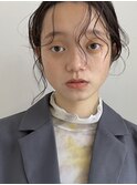 シースルーマッシュハイライトセミロングブリーチなしカラーボブ