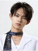 韓国ヘアニュアンスパーマコンマバングセンターパート黒髪