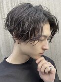 梅田メンズパーマルーズパーマシャドウパーマセンターパート緩め