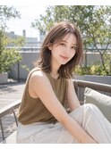 ミディアム×オリーブグレージュ×フェザーレイヤー