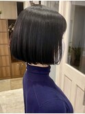 ブルーブラック_大人ボブ_前下がりボブ_ショートボブ☆