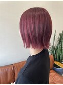 暖色カラー&あご下ボブカット
