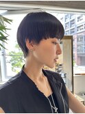 マッシュショートボブショートヘア黒髪ショートワイドバング