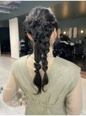 結婚式アレンジ　編み下ろしアレンジ　リボンアレンジ☆