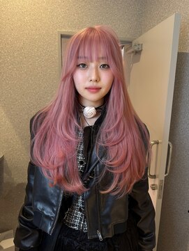 天神美容室 【KASUMI天神美容室】ピンクハイトーン×ロングレイヤーカット