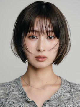 エリマ 横浜西口(elima) 横浜西口レイヤーボブショコラベージュ丸みショートボブ前髪あり