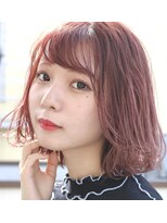ロンドアベニール 北千住(Lond avenir)&nbsp;ブリーチ1回。コーラルピンク×ボブ　スタイリスト西田大樹