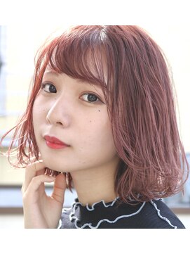 ロンドアベニール 北千住(Lond avenir) ブリーチ1回。コーラルピンク×ボブ スタイリスト西田大樹