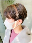 ハイライト、グレージュ、マニッシュショート、スリーク