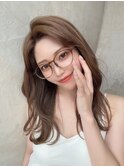 20代30代大人かわいいセミロングヘア★クリスタルベージュ