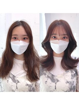 ミラリー トウキョウ(Mirareee Tokyo) 20代30代40代◎韓国ヘアー顔周りレイヤー青髪似合わせカットロブ