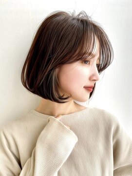 アンク(ank) 小顔ボブ/マロンベージュ/肩上ボブ20代30代40代くすみベージュ