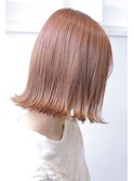 ぱつっと外ハネボブコーラルオレンジピンクベージュ髪質改善