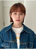 似合わせカット　ストレートボブ　フルバング　オレンジ　外ハネ