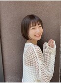 大人可愛い20代30代40代黒髪前下がりショートボブ丸みショート◎