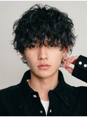 心斎橋シャドウパーマメンズマッシュウルフカット波巻きパーマ