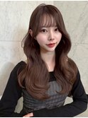 ショコラブラウン　透明感カラー　レイヤーカット　韓国ヘア