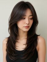 ピープスアンドスー 表参道 渋谷(Peeps&Suu.) 韓国風レイヤーロング × 透け感ダークブラウン