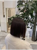 切りっぱなしボブ  縮毛矯正