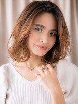 カバーヘア ブリス 大宮西口(COVER HAIR bliss)&nbsp;小顔かきあげバングエンドカラー抜け感ミディアムX大宮20代30代