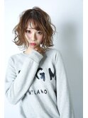 斜めバング/アッシュオリーブ