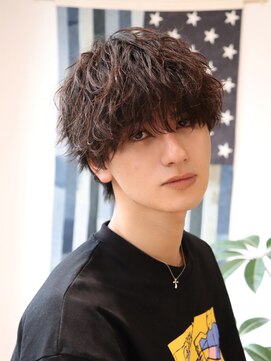 ネイビー(NAVY) 無造作シャドウパーマ メンズマッシュ