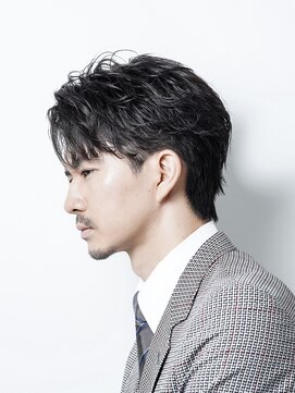 アルファ 新宿(alpha) フェザーパーマ/ブルーブラック/刈り上げセンターパート[新宿]