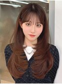 韓国へアレイヤーカット顔周りカットブリーチなしカラーA