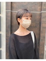 レンク(LENC) 耳掛けマッシュショート/シースルーバング/透明感グレージュ