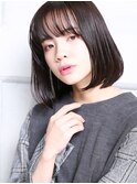 大人可愛い20代30代40代小顔暗めカラー クールボブ A1