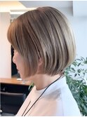 表参道髪質改善カラーウルフショートボブアッシュグレージュ40代
