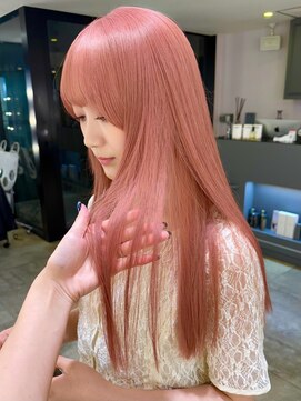 ノエ 心斎橋(Noe) コーラルピンク ダブルカラー ブリーチ ピンクオレンジ【LIRA】