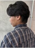 【MOMONE】メンズカット毛流れセンターパートフェザーパーマ