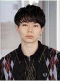 ダークアッシュ　ルーズパーマ　メンズショート