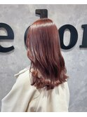 ワインレッドカラー×ブリーチなしダブルカラー