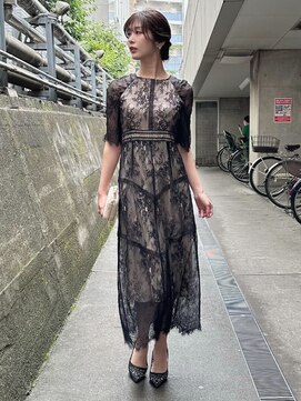 マイクローゼット(my closet) ラグランスリーブレースドレス・レンタルドレス