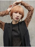 直毛多毛マッシュ絶壁オレンジ暖色春夏大人オトナショート