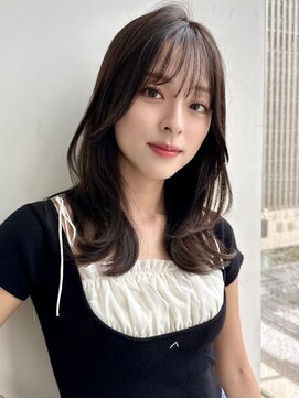 バイオレットジェム(Violet`jem) くびれヘアロングレイヤー顔まわりカットアッシュグレージュ