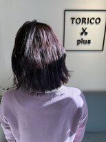 トリコ プラス 本八幡店(TORICO plus)&nbsp;ミディアムボブ/ピンクパープル/ブリーチなし/艶カラー/本八幡