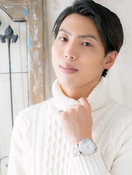 モッズヘア メン 仙台愛子駅前店(mod's hair men) かき上げ七三分け清潔感ブラックビジネスショートb仙台愛子
