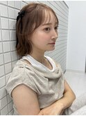 くびレイヤーボブルフネビージュ小顔ワンレンこなれミディ