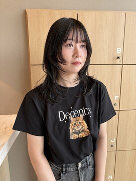 ユウヘアー 千代田橋店(U Hair) 顔まわりレイヤー × ミディアムウルフ