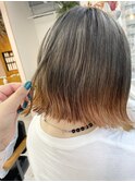 【個性派スタイル☆】ブリーチ2回でオレンジのグラデーション♪