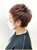 ハイライトブリーチピンクグレージュアフターカットパーマ