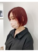 ボルドーカラー / 切りっぱなしボブ