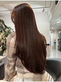 ロングレイヤー×ピンクブラウンカラー