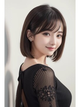 ランデブー 大宮(Rende-Zvous) 黒髪/ボブルフ/ネビージュ/小顔/ワンレン/大宮/髪質改善/前髪