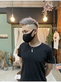 スキンフェードジェットモヒカンホワイトベージュケアブリーチ